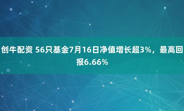 创牛配资 56只基金7月16日净值增长超3%，最高回报6.66%